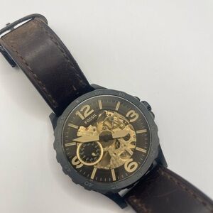 Fossil Black and Gold Mechanical Skeleton Watch